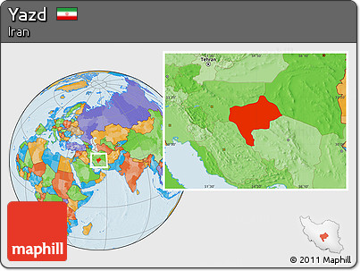 Political Location Map of Yazd