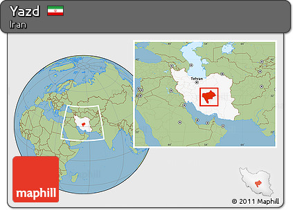 Savanna Style Location Map of Yazd, highlighted country, within the entire country