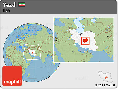 Savanna Style Location Map of Yazd, highlighted country, within the entire country