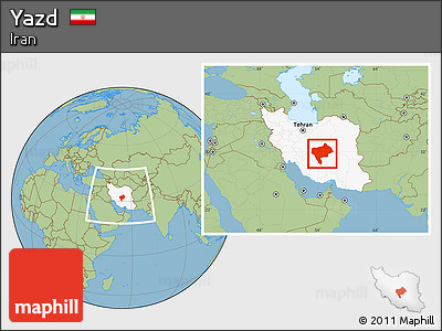 Savanna Style Location Map of Yazd, highlighted country, within the entire country