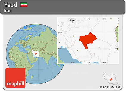 Savanna Style Location Map of Yazd, highlighted country