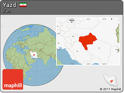 Savanna Style Location Map of Yazd, highlighted country