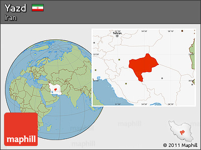 Savanna Style Location Map of Yazd, highlighted country