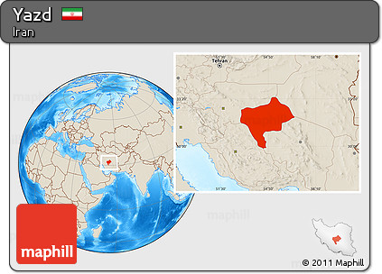 Shaded Relief Location Map of Yazd