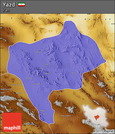 Political Map of Yazd, physical outside