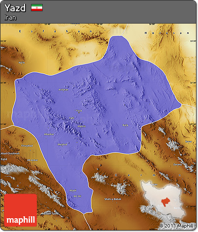 Political Map of Yazd, physical outside