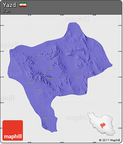 Political Map of Yazd, single color outside