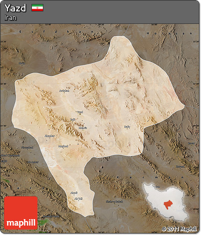 Satellite Map of Yazd, darken