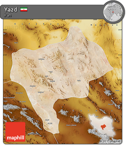 Satellite Map of Yazd, physical outside