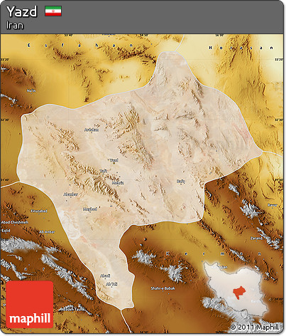 Satellite Map of Yazd, physical outside