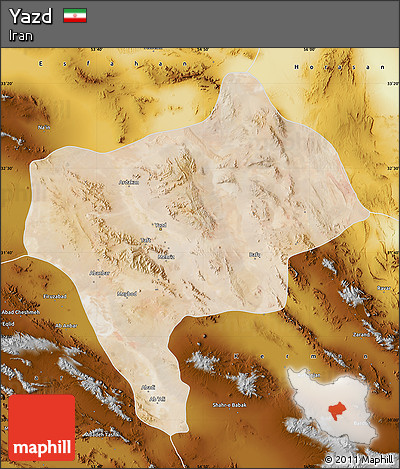 Satellite Map of Yazd, physical outside
