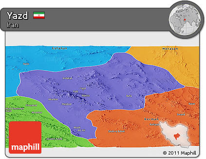 Political Panoramic Map of Yazd