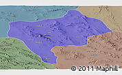 Political Panoramic Map of Yazd, semi-desaturated