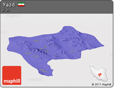 Political Panoramic Map of Yazd, single color outside