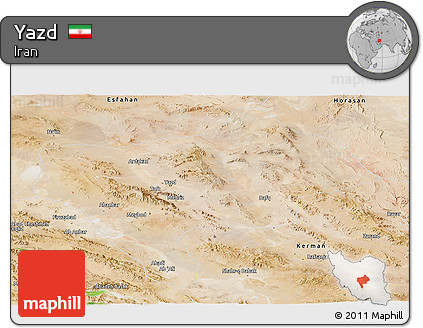 Satellite Panoramic Map of Yazd