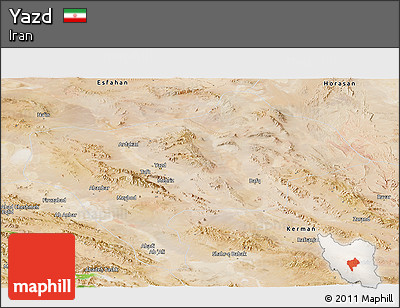 Satellite Panoramic Map of Yazd