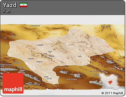 Satellite Panoramic Map of Yazd, physical outside