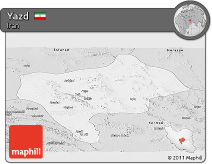 Silver Style Panoramic Map of Yazd