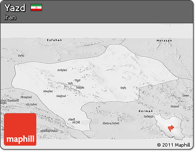 Silver Style Panoramic Map of Yazd