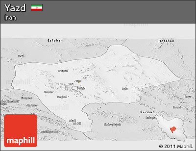 Silver Style Panoramic Map of Yazd