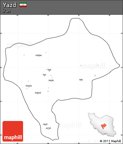 Blank Simple Map of Yazd, cropped outside