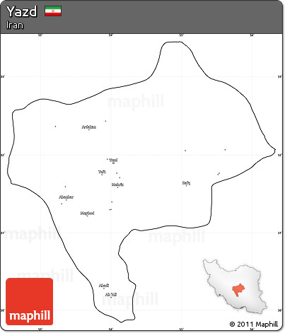 Blank Simple Map of Yazd, cropped outside
