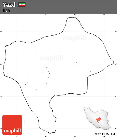 Blank Simple Map of Yazd, cropped outside, no labels