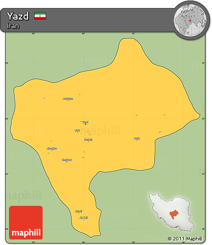 Savanna Style Simple Map of Yazd, cropped outside
