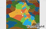 Political 3D Map of Iraq, darken
