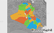 Political 3D Map of Iraq, desaturated