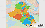 Political 3D Map of Iraq, lighten