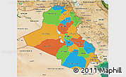 Political 3D Map of Iraq, satellite outside