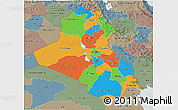 Political 3D Map of Iraq, semi-desaturated