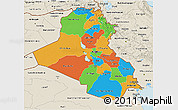 Political 3D Map of Iraq, shaded relief outside