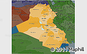 Political Shades 3D Map of Iraq, darken