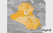 Political Shades 3D Map of Iraq, desaturated