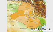 Political Shades 3D Map of Iraq, physical outside