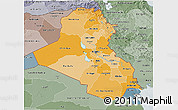 Political Shades 3D Map of Iraq, semi-desaturated