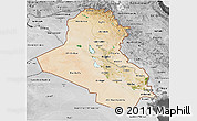 Satellite 3D Map of Iraq, desaturated