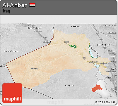 Satellite 3D Map of Al-Anbar, desaturated