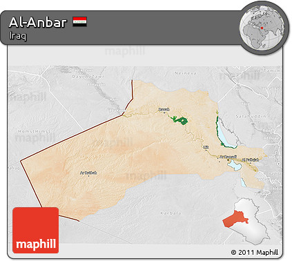 Satellite 3D Map of Al-Anbar, lighten, desaturated