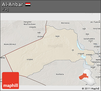 Shaded Relief 3D Map of Al-Anbar, semi-desaturated