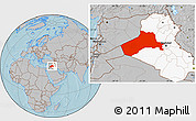 Gray Location Map of Al-Anbar, highlighted country, hill shading