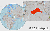 Gray Location Map of Al-Anbar, hill shading