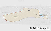 Shaded Relief Panoramic Map of Al-Anbar, lighten, desaturated
