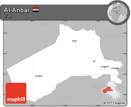Gray Simple Map of Al-Anbar, single color outside