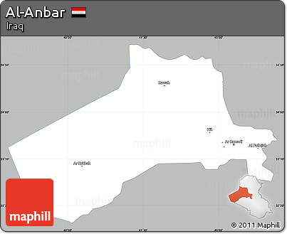 Gray Simple Map of Al-Anbar, single color outside