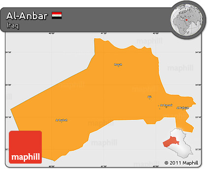 Political Simple Map of Al-Anbar, single color outside