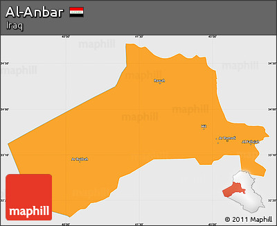 Political Simple Map of Al-Anbar, single color outside