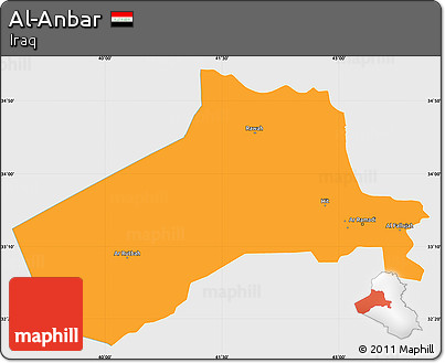 Political Simple Map of Al-Anbar, single color outside